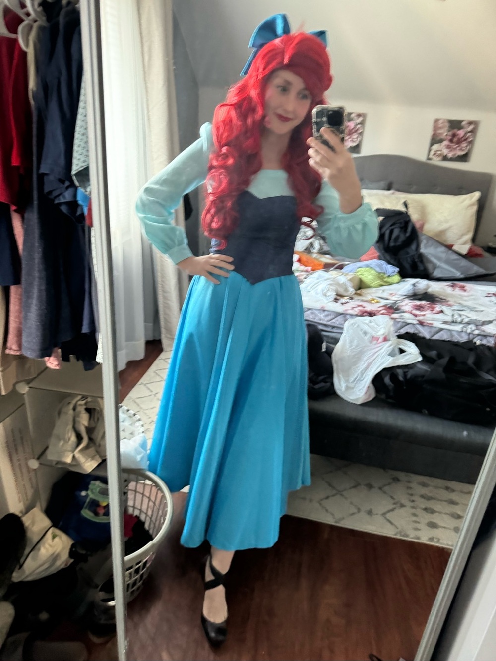 4 piece Classic Blue Little Mermaid Costume Dress for Women Minus Wig